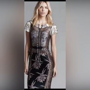 Anthropologie Black and Cream Lace Midi Dress